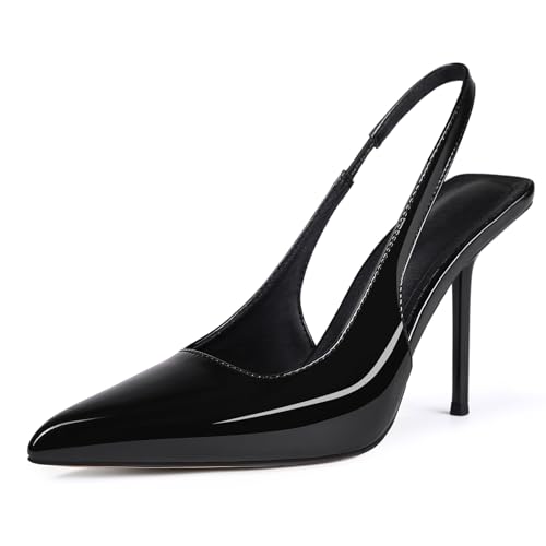 Pointed Toe Slingback Heels for Women High Stiletto Pumps Comfortable Closed Toe Backless Dress Shoes