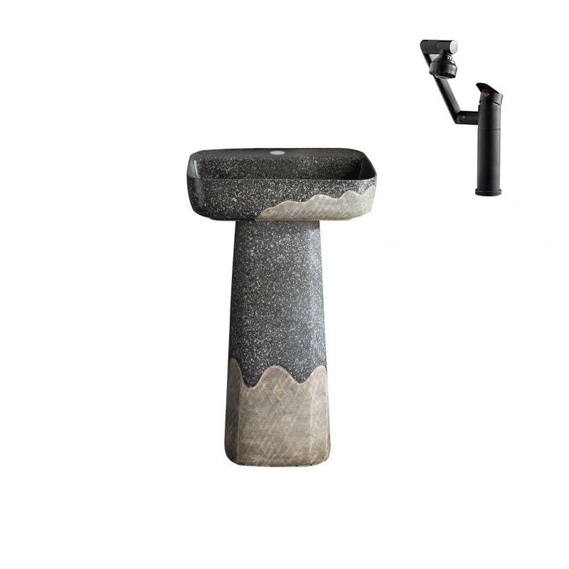 Fregadero de pedestal para cuarto de lavado, lavabo independiente para uso en interiores y exteriores, diseño elegante de pilar para una limpieza eficiente y aplicaciones versátiles
