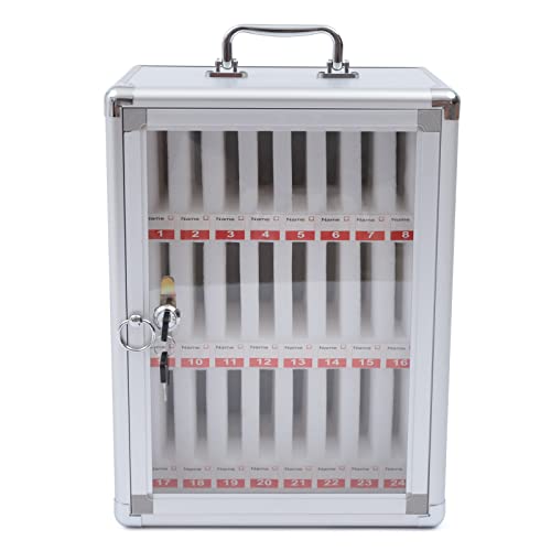 24 Slots Aluminum Alloy Pocket Chart Storage Cabinet for Cell Phones, Wall-Mounted with a Locked,Can be Carried by Hand, Cell Phone Locker for Schools, Factories, Conference Rooms, Laboratories