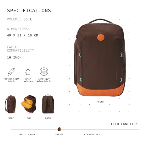 Image of Reroute 35L Backpack 16 Inch Laptop Travel Rucksack Brown