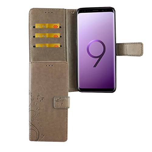 Housse Samsung Galaxy S9 Plus antichoc à rabat magnétique porte-carte et béquille vidéo gris