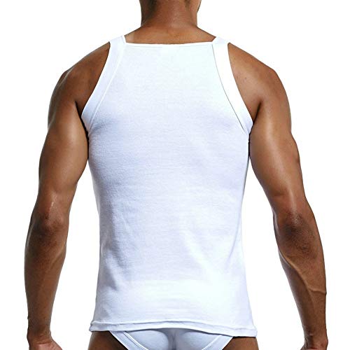Men's G-Unit Style Square Cut Tank Tops Cotton Comfort Stretch Workout Vest Wife Beater2