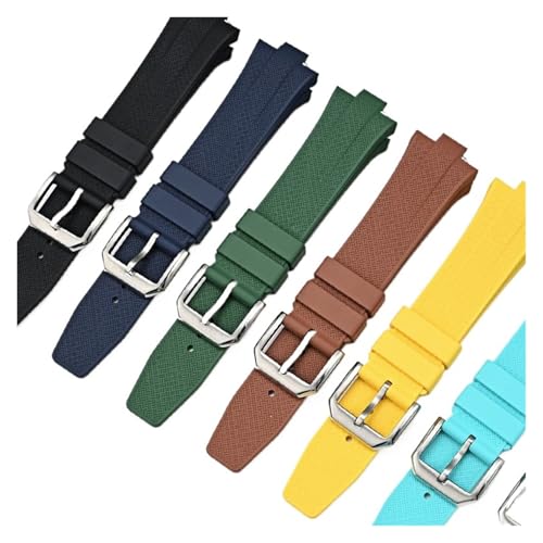 Bracelet montre fluororubber 9mm boucle acier convexe