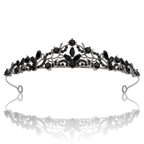CURASA Black Tiara and Goth Crowns for Women Crystal Queen Crown, Wedding Tiaras for Bride Black Swan Princess Crown for Women Headpiece for Bridal Birthday Party Prom Halloween Pageant