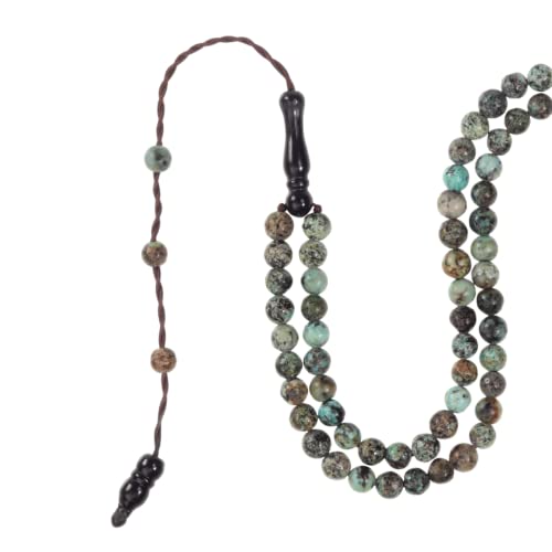 Tasbih Premium Muslim Prayer Beads Made with Natural Stone Beads for Daily Misbaha and Meditation (4mm (99 Beads), African Turquoise, Sky Blue)