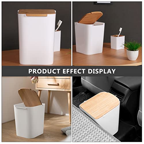 Caneca de basura rectangular con tapa para cocina y baño miniatura 3