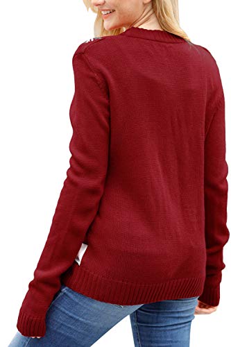 Sovoyontee Women Snowmen Knit Funny Hilarious Ugly Christmas Sweater Red-Snowmen Large #TOP2