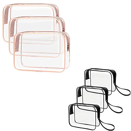 Clear Toiletry Bag, Packism 3 Pack TSA Approved Toiletry Bag Quart Size Bag and Clear Travel Toiletry Bag, 3 Pack TSA Approved Toiletry Bag with Handle, Clear Makeup Bag with Zipper Bundle