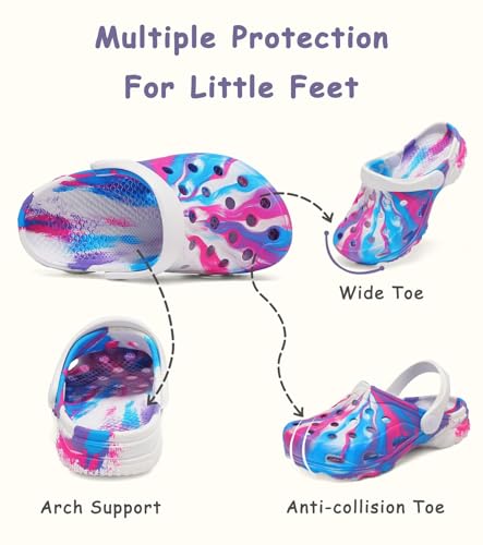 Image of Boys and Girls Tie Dye Clogs for Kids,Unisex Eva Mules for Big Kid,Little Kid,Boy and Girl Closed Toe Slide Sandals,Black and White