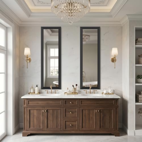 Image of DESBING Bathroom Mirror for Over Sink, 14 inchx48 inch Black Rectangle Bathroom Mirror