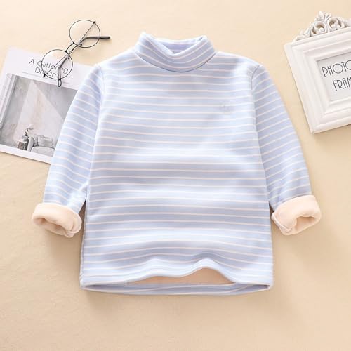 Toddler Boy Girl Thermal Tops Colour Stripe High Collar Long Sleeve Pullover Autumn Boys Long Sleeve Button2