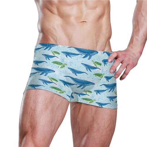 Cute Blue Whale Mens Swim Trunk Swimwear Bathing Suit Swim Brief Square Leg Board Short S B04049183