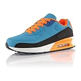 FiveSix Herren Damen Sportschuhe Dämpfung Sneaker Laufschuhe Schwarz/Blau/Orange-W EU 36