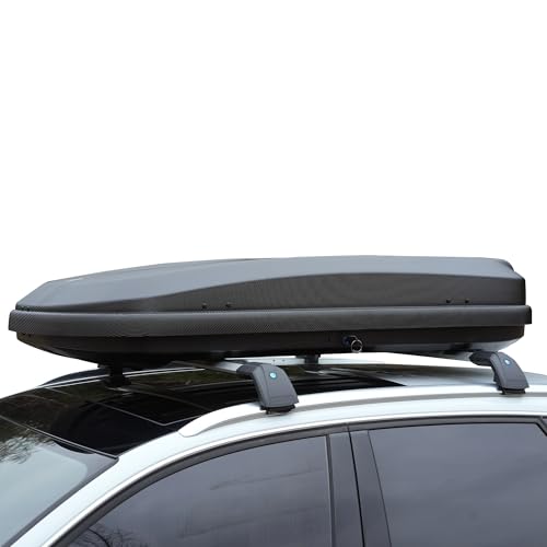 Bayati Rooftop Cargo Box, Hard Shell Roof Cargo Carrier, Aerodynamic Low-Profile Design for Fuel Efficiency, Waterproof & UV-Resistant, Fits All Vehicles with Roof Rack – SUV, Van, Jeep