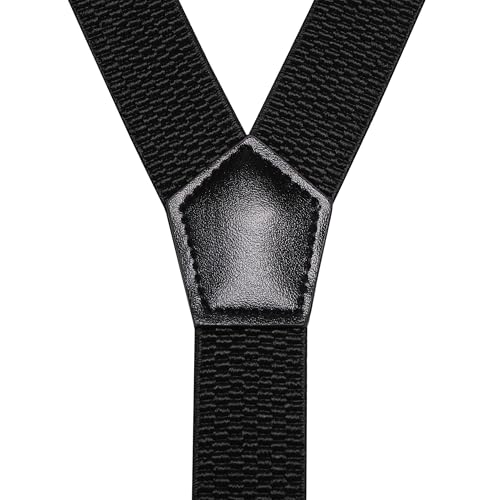 Image of RBOCOTT Mens Solid Color Suspender with 3 Cilps Adjustable Braces
