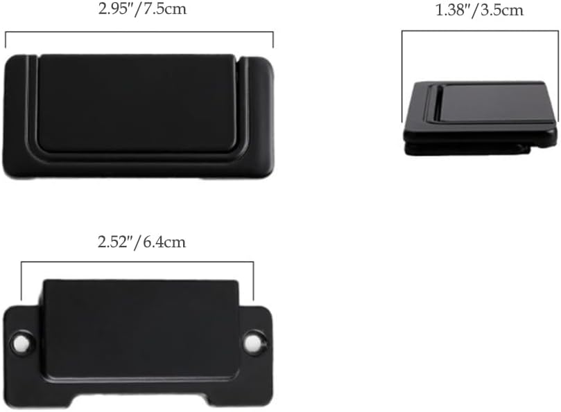 5 Pack Invisible Flush Pull Handle, Zinc Alloy Modern Lifting Drawer Cabinet Furniture Hidden Handle for Kitchen, Living Room, Matte Black.