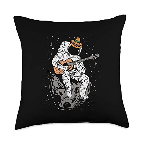 Cinco De Mayo Mexican Astronaut Guitar Player Gift Funny Throw Pillow