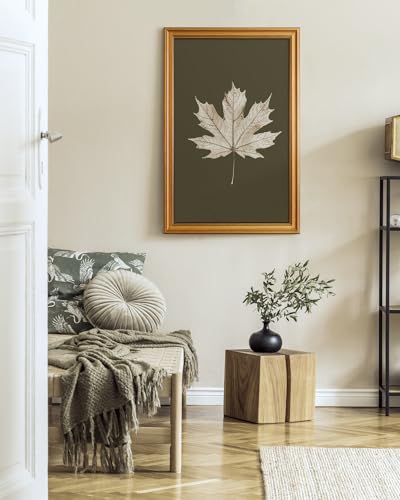 Image of VIYYIEA Vintage Gold Framed Wall Art for Living Room, Maple Leaf Canvas Prints Home Decor, Oil Painting Picture, Bedroom Wall Decor Gifts for Friends or Family -【Maple Leaf Specimen】-(24L x 16W)