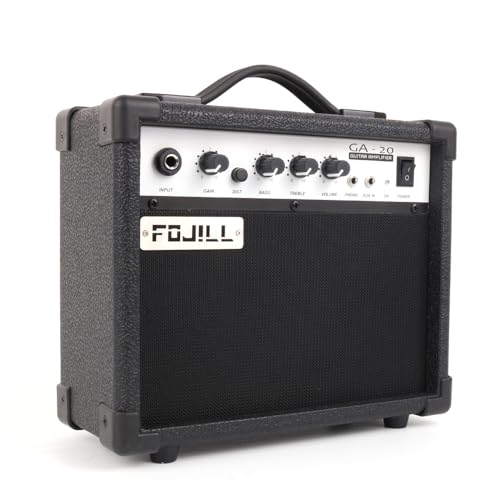 20W Watt Electric Guitar Amplifier Amp Practice Small Portable Travel Mini Amp with 3.5 Headphone Jack Aux Distortion Gain Treble Bass Volume
