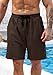 Herberton Men Fashion Stylish Cozy Spring Short Waistband Summer Pocket Knitted Elastic Waist Heavyweight Textured Beachwear Adjustable Drawstring 7 Inch Beach Shorts Hawaii Brown L