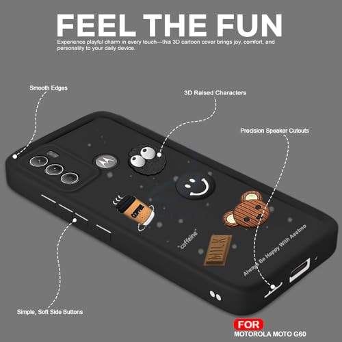 Image of AESTMO Back Case Cover for Moto G60 / G40 Fusion Cover | Cute Fun Cartoon 3D Ball | Coffee Silicone Case | Full Body Protection | Camera Protection Back Cover for Moto G60 / G40 Fusion (Black)