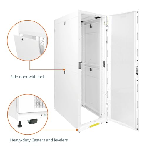 Image of Tecmojo 42U Server Rack Cabinet - PRE-Assembled 24inch Width 43inch Depth IT Network Equipment Cabinet Rack Enclosure with Casters - 3000lbs Weight Capacity(06White)