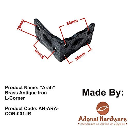 Miniatura 9 de Adonai Hardware "Arah" - Esquina en L de hierro antiguo negro (suministrado como 16 piezas por paquete) - Recubrimiento de polvo negro