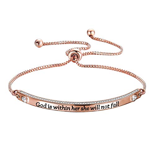 Zuo Bao Christian Gift Religious Jewelry Psalm 46:5 God is Within Her She Will Not Fall Bracelet Bible Verse Bracelet Gift for Godmother