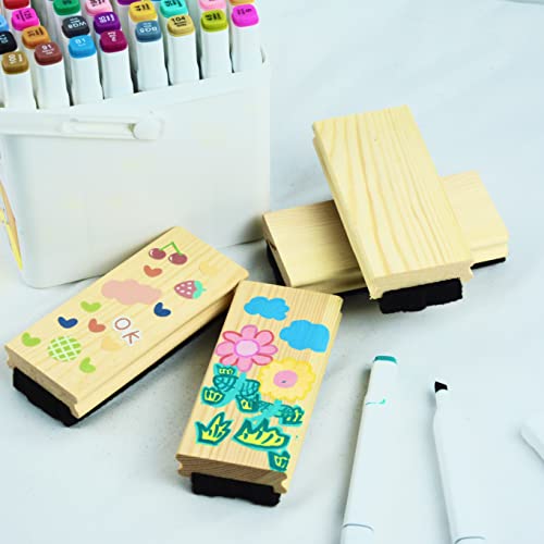 Hxdiswsm 4 Pack Chalkboard Erasers Premium Wool Felt Eraser Dustless Wood Blackboard Cleaner For Blackboard Chalk Eraser Office School Supply Engravable Diy Gift #TOP4