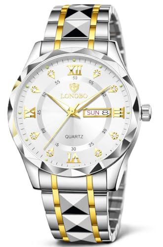 Image of LONGBO Zenith Diamond Analog Watch for Men Business Stainless Steel Watches Luxury Men's Wristwatch | Birthday Gift for Men | Gift for Husband | Gift for Brother