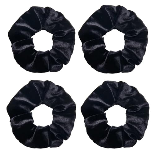 Coleteros negros for mujer, bandas elásticas for el pelo, accesorios for cabello grandes for niñas(4pcs Black)