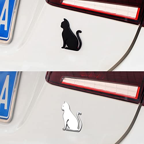 Image of YSY 2Pcs 3D Cat Shape Logo Animal Car Emblem Motorcycle Sticker Truck Label Emblem Car Badge Styling Decoration Car Accessories(A) (3D Cat, Silver)