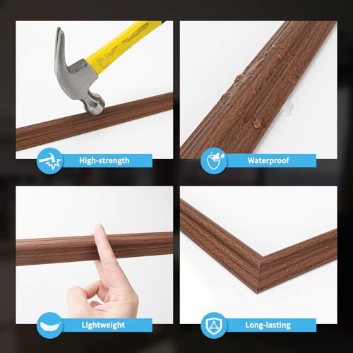 Image of Art3d Pre-Cut Wall Molding Set of 6 pcs, 3 Top 3 Bottom, Walnut
