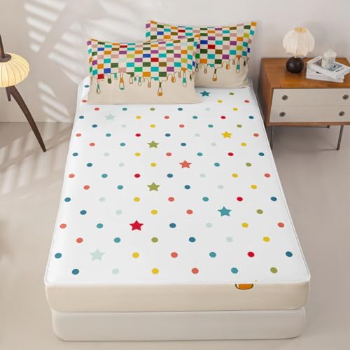 Image of Pastel Checkered Zipper Bedding Set Queen Zip Up Bedding Checkerboard Drip Comforter Set with Sheets,Grunge Aesthetic Modern Geometric Bed in a Bag Bed Sets with 2 Pillowcases Retro 2000S Room Decor
