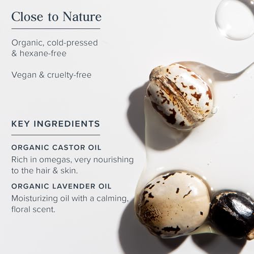 Image of HERITAGE STORE Lavender Castor Oil Organic - Soothing Hair Treatment w / Lavender Essential Oil - Hair Care, Skin Care, Castor Pack Wrap - Calming Scent, Vegan, Hexane Free, 60-Day Guarantee, 8oz