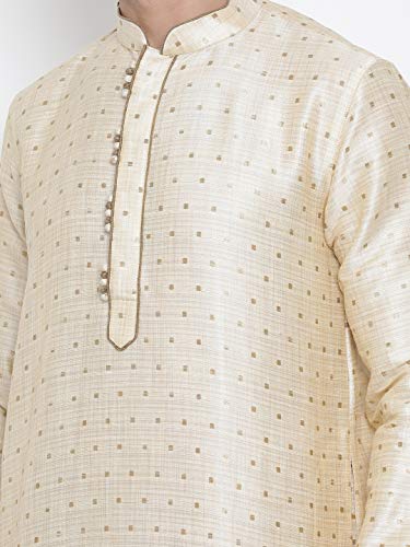 Image of VASTRAMAY Men's Blue Cotton Silk Blend Kurta