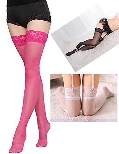 Adove 3 Pairs Women Lace Top Thigh High Stockings Sexy Thigh Highs Pack for Girls3