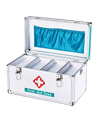 CHFYIJYHM Boîte de premiers secours familiale, coffre à médicaments portable, armoires à pharmacie de salle de bain, bacs de rangement avec couvercle, boîte à médicaments en alliage d'aluminium, boîte
