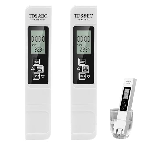 2 PCS TDS Messgerät für Trinkwasser 3 in 1 TDS/EC ppm Messgerät Wasser LCD Digital Wasserqualität Tester Wasser Tester Wassertester Hoher Genauigkeit für Pool, Trinkwasser, Aquarium, Schwimmbad