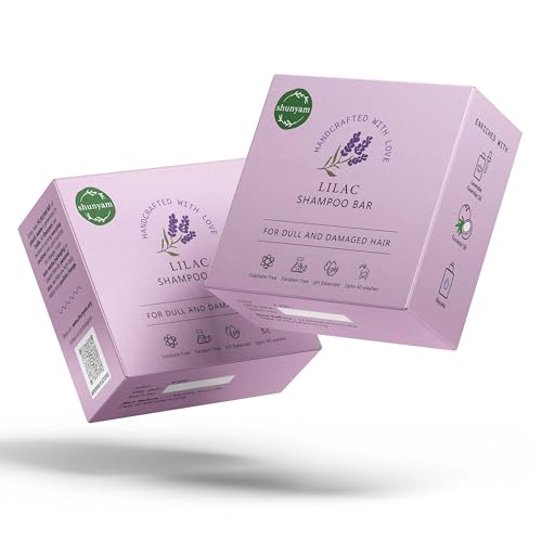 Image of Shunyam Shampoo Bar for Dull Hair - Coconut Oil, Lavender & Eucalyptus, Glycerine | Nourishing, Natural Hair Care, Vegan, Eco Friendly | Lilac | 70g