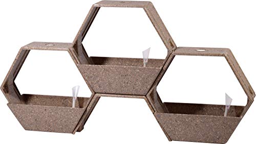 Preisvergleich Produktbild dobar Pflanzkastensystem mit 3 separaten Pflanzkästen & Verbindungsbrücke, biologisch abbaubarer Pflanzkübel aus Kaffeefaser & Polyresin, je 50 x 21 x 44,5 cm Pflanzkasten Braun