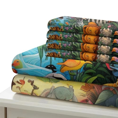 Housse de couette animaux de la jungle 135x200 parure 3 pièces