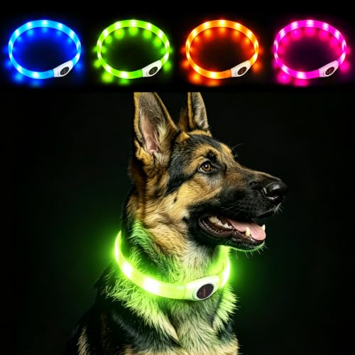 LaRoo LED Hundehalsband USB Wiederaufladbarer Night Safety Hundehalsband Leuchtend Halsband für Klein Mittleren Großen und Langhaarigen Hund