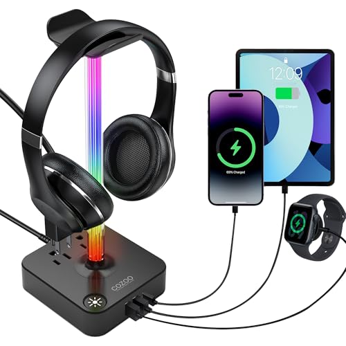RGB Headphone Stand with USB Charger COZOO Desktop Gaming Headset...