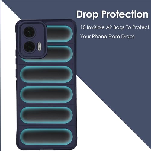 Image of A rtistque Liquid Silicone Stripes Back Cover Case for Motorola G73 | with Camera Protection | with Inner Fabric | Anti Slip Grip | AirBag Case - Blue