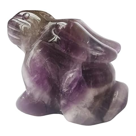 Manekieko Natural Amethyst Pocket Carved Rabbit Statue,38mm Crystals and Healing Stones Figurines Gemstone Collectibles Décor Cover