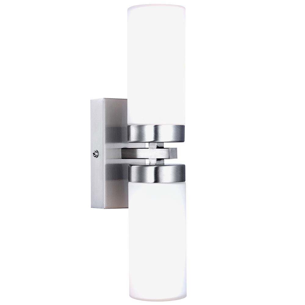 Wand Leuchte Bade Zimmer Strahler Feucht Raum Glas Lampe UP DOWN im Set inkl. LED Leuchtmittel