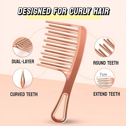 Peine de Dientes Anchos para Cabello Rizado Detangling miniatura 4