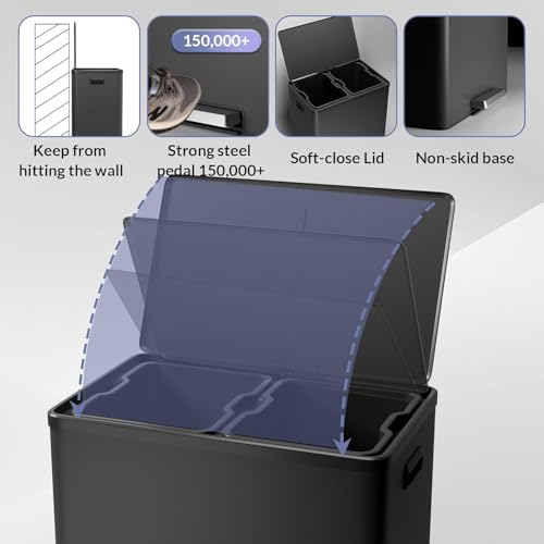 Bote de basura TrailBlaze 2 x 30 L acero inoxidable negro miniatura 5