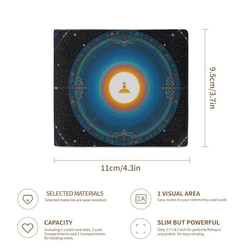 Balance Point of Cosmic Culture Wallet Elegant Leather Wallets with ID Window & 2 Card Slots, Slim Bifold Wallet for Men Women3